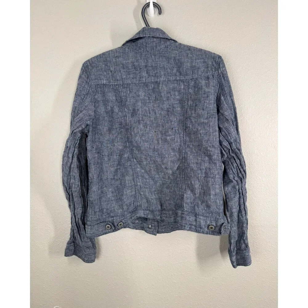 Jones & Co Womens Blue 100% Linen Jacket Sz L Beachy Breathable Lightweight - Picture 4 of 8